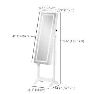 Lockable jewelry cabinet with LED lighting, white