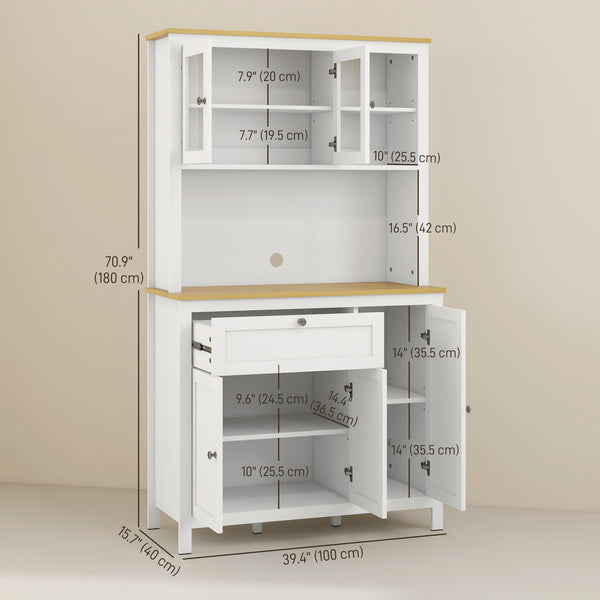 5-door kitchen cabinet with adjustable shelves, white