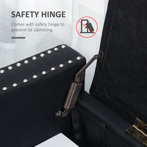 Upholstered folding storage bench in fabric, dark gray