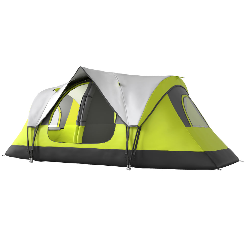 6-8 Person Camping Tent with 2000mm Waterproof Flysheet and Carry Bag, Green.