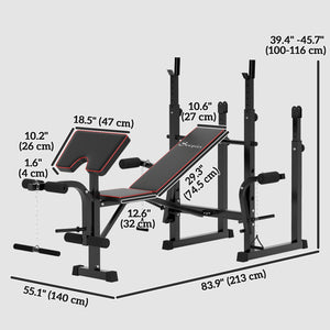 Weight bench with rack for home training