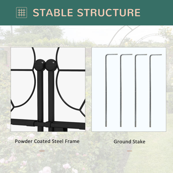 Metal garden arch with double gate, black