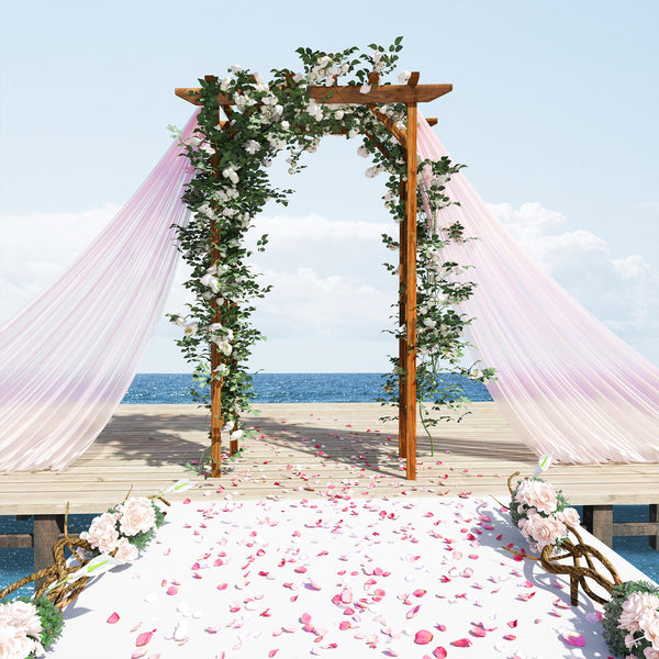 Arched trellis with pergola-style roof