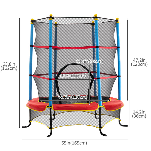 Trampoline 4,6 pieds avec filet de sécurité et coussin de protection, multicolore