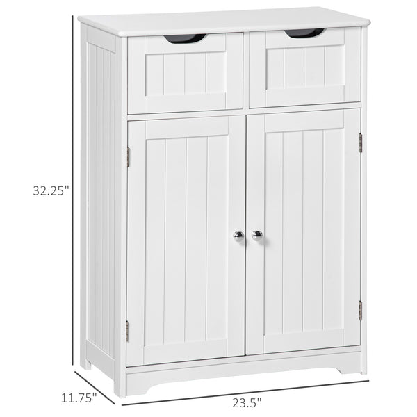 Bathroom cabinet with 2 drawers, adjustable shelf, white