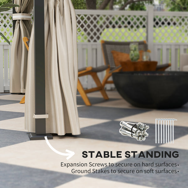 Gezebo Outdoor 10' x 12' Double Roof Patio Awning with Netting and Curtains