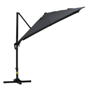 Square cantilever parasol with cross base, dark grey