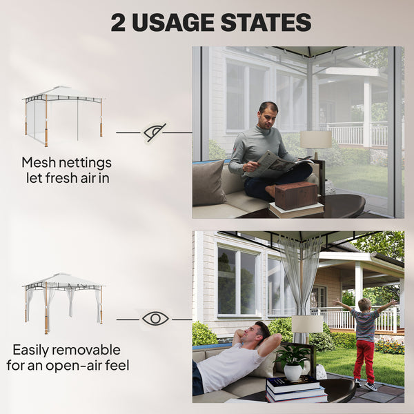 10' x 12' patio gazebo with double roof, UPF50+ protection and mosquito netting, cream white 