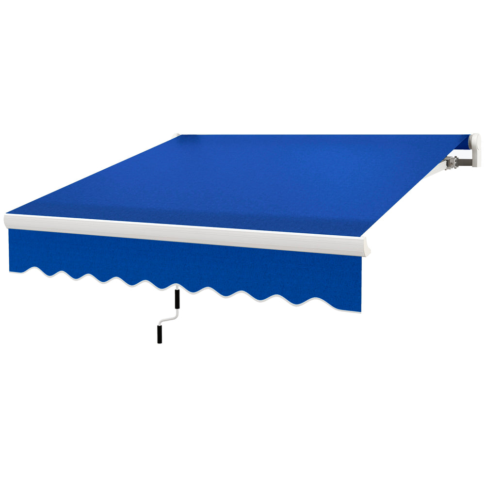 8'x7' Patio Awning Manual Retractable Sun Shade Outdoor Deck Canopy Shelter, Blue