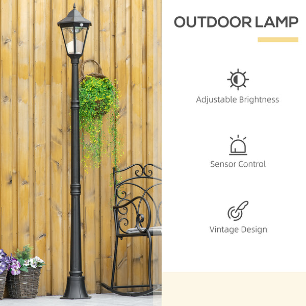 Outdoor solar street light with motion sensor, black