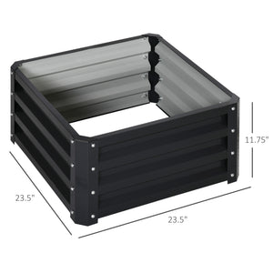 Raised vegetable garden with galvanized steel frame, grey