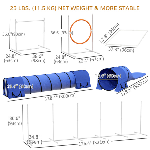 7 Piece Dog Agility Course, Blue