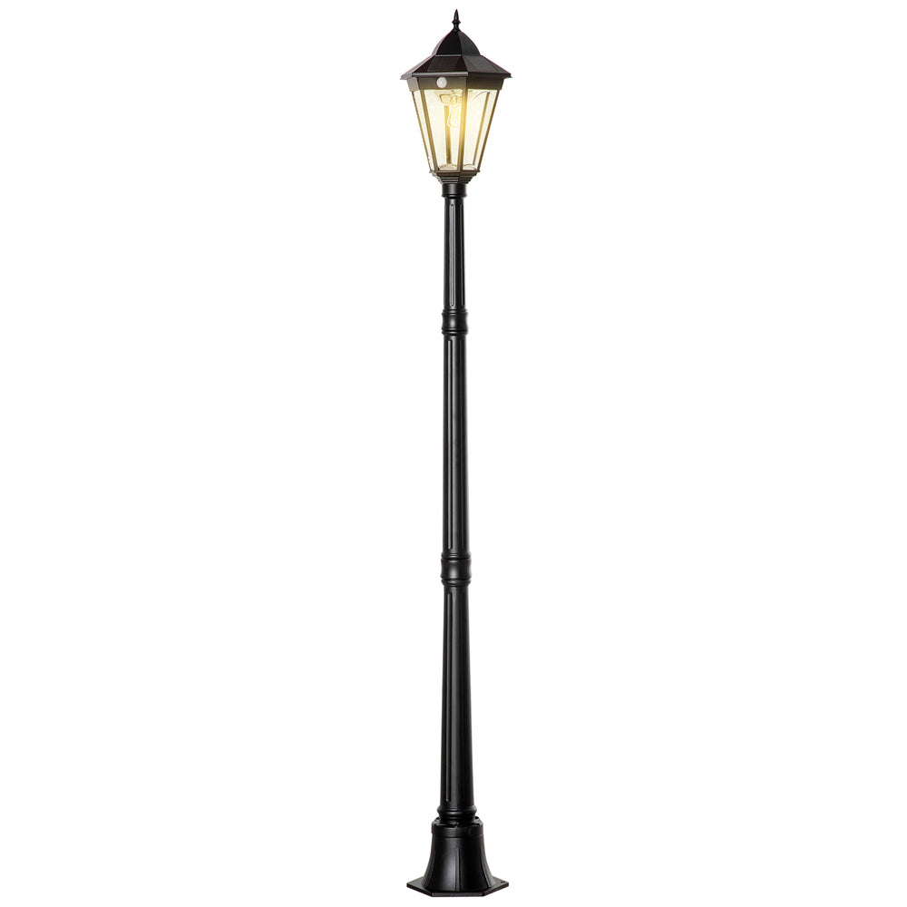 Outdoor solar street light with motion sensor, black