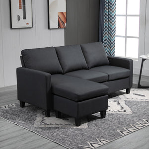 Modern sectional sofa with ottoman, dark gray