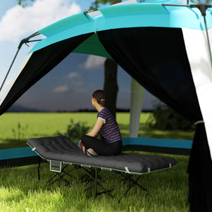 Outsunny 68cm Wide Folding Bed, Adult Camp Bed with Mattress, Carry Bag, Max Load 150kg, Dark Grey