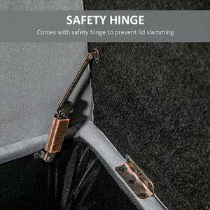 Button Tufted Storage Ottoman Bench, Gray