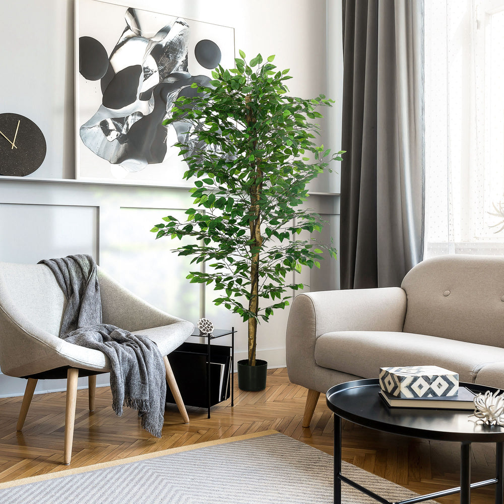 Artificial Ficus, 1.80 m tall, artificial indoor plant with pot, for interior decoration