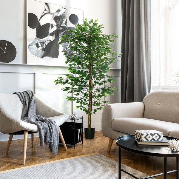 Artificial Ficus, 1.80 m tall, artificial indoor plant with pot, for interior decoration