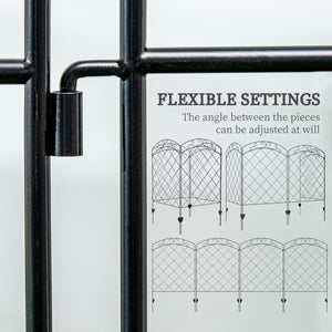 Set of 4 decorative garden fence panels, black