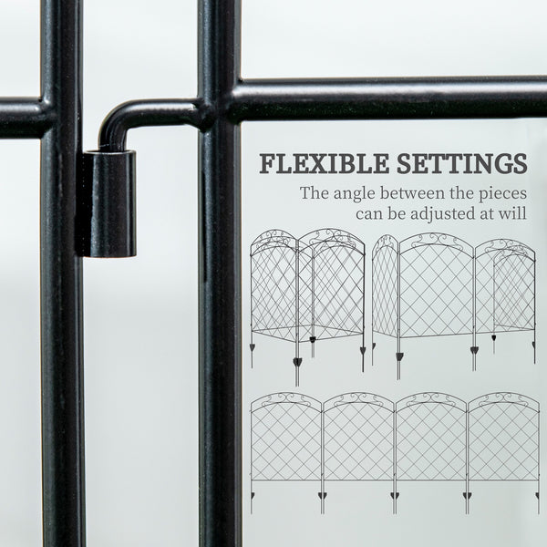 Set of 4 decorative garden fence panels, black