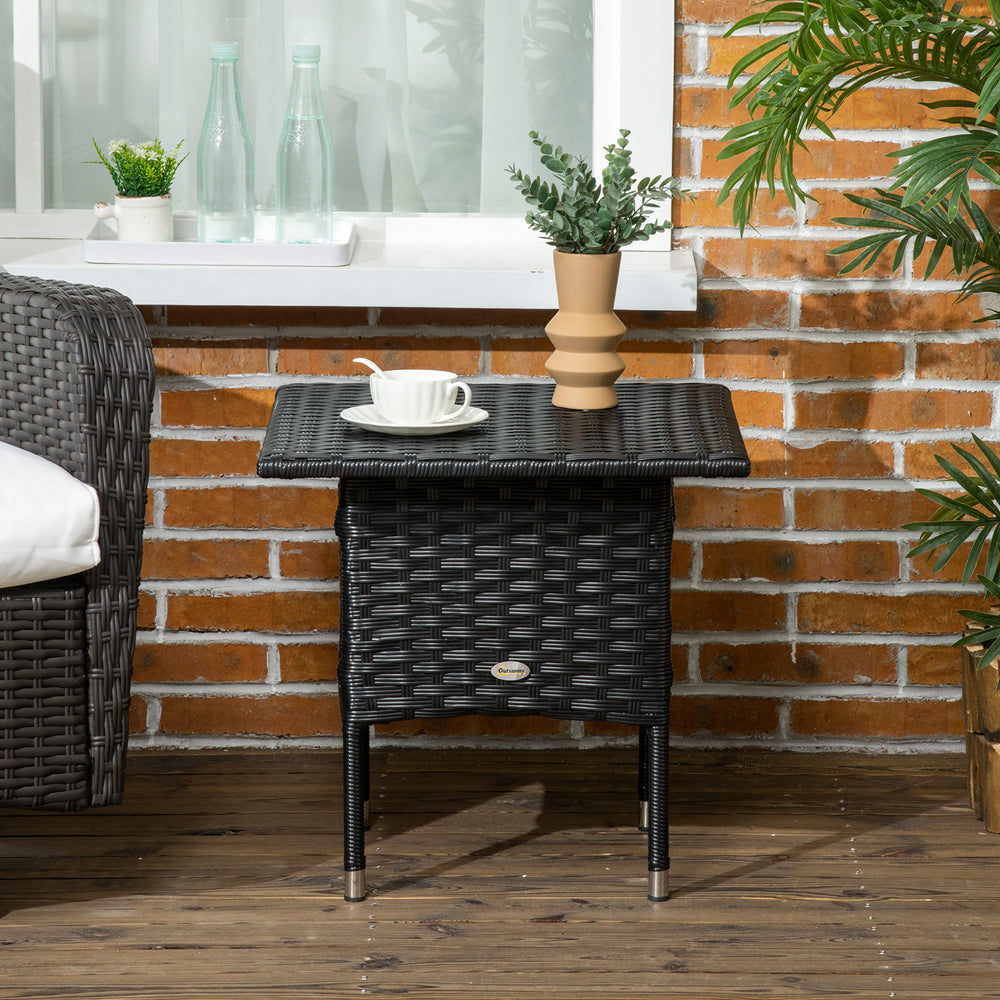 Black resin wicker patio coffee table