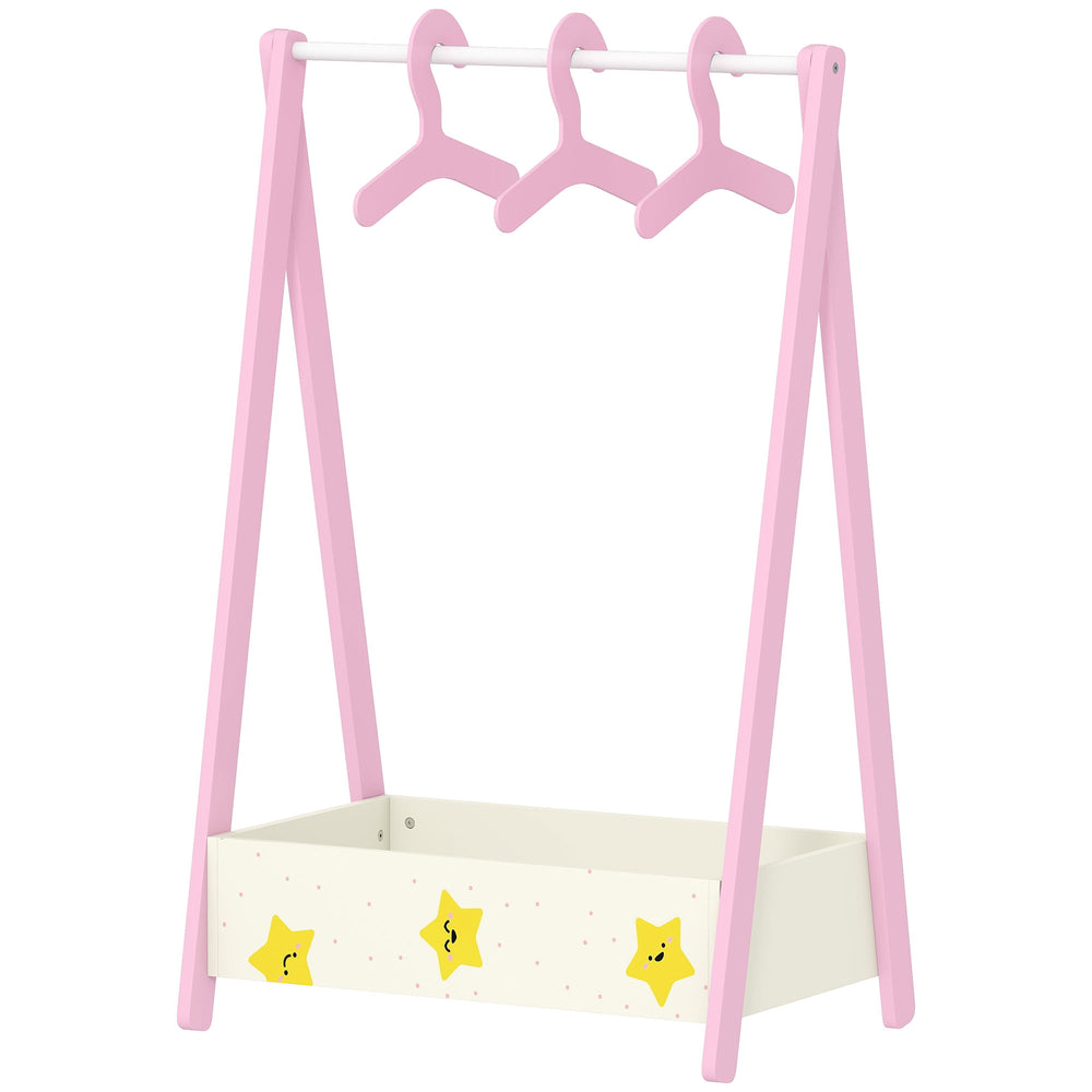 Clothes rack with storage shelf and hangers, pink