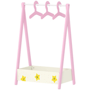 Clothes rack with storage shelf and hangers, pink