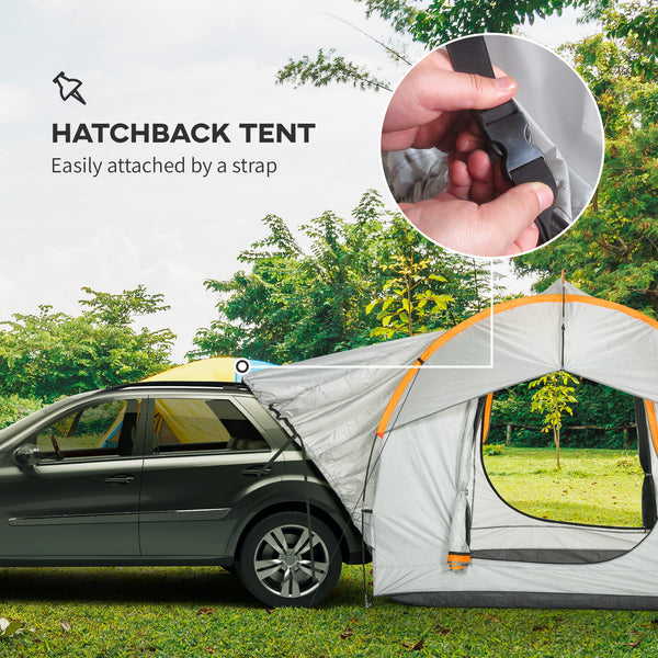 2000mm Waterproof SUV Tent, Car Tent with 3 Doors and Mesh Window, for 5-6 Person Campervan, Blue and Orange