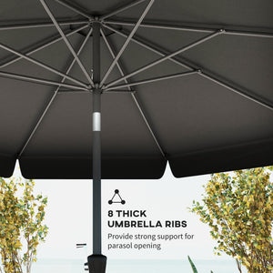 2.6" Table Umbrella with Tilt and Crank for Garden, Yard, Patio, Black