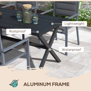 Dining table with X-shaped legs, aluminum frame, black