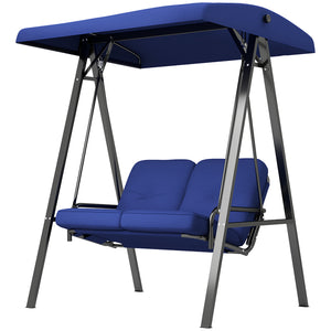 2-seater outdoor swing with adjustable canopy, dark blue