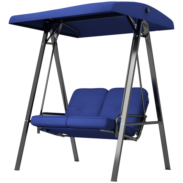2-seater outdoor swing with adjustable canopy, dark blue