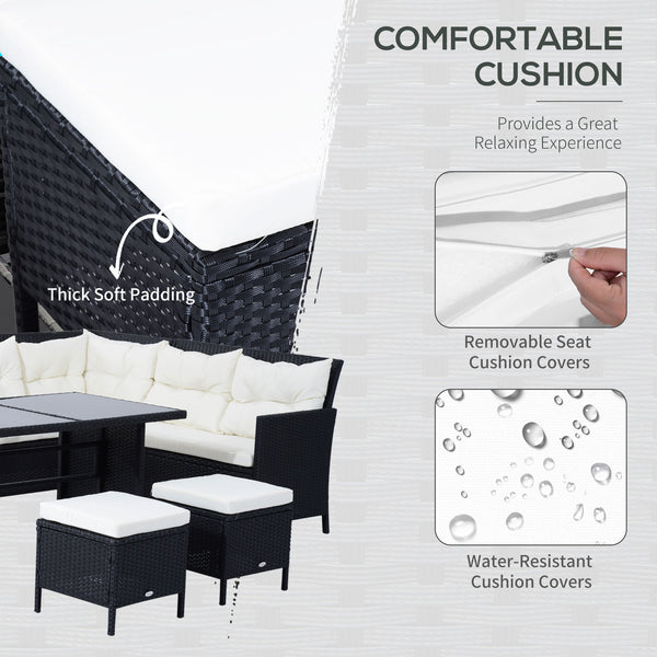 6-piece outdoor rattan sofa set, white