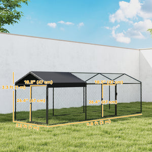 Large metal chicken coop with waterproof and anti-UV cover