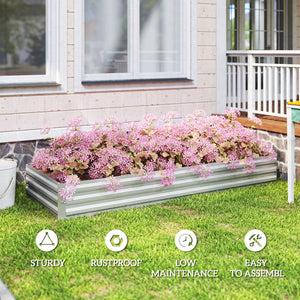 Galvanized raised planter, silver