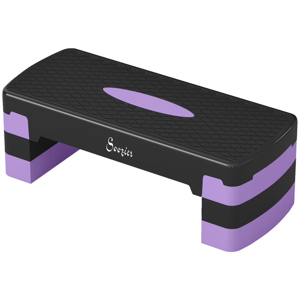 Adjustable Height Aerobic Step Platform (4", 6"/8"), with Risers, Purple