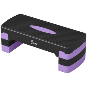 Adjustable Height Aerobic Step Platform (4", 6"/8"), with Risers, Purple