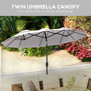 9.7 ft. double-sided parasol with tilt, crank, and vents, cream white