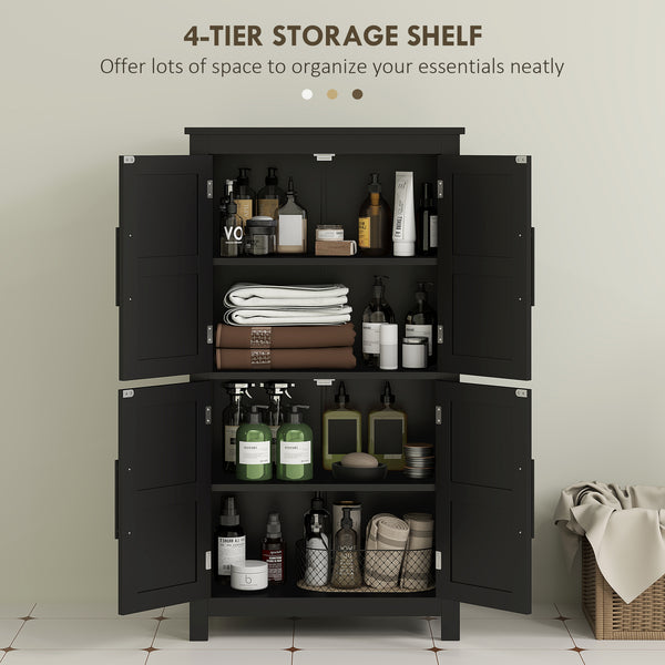 Bathroom Storage Cabinet with Barn Doors and Adjustable Shelf, Black
