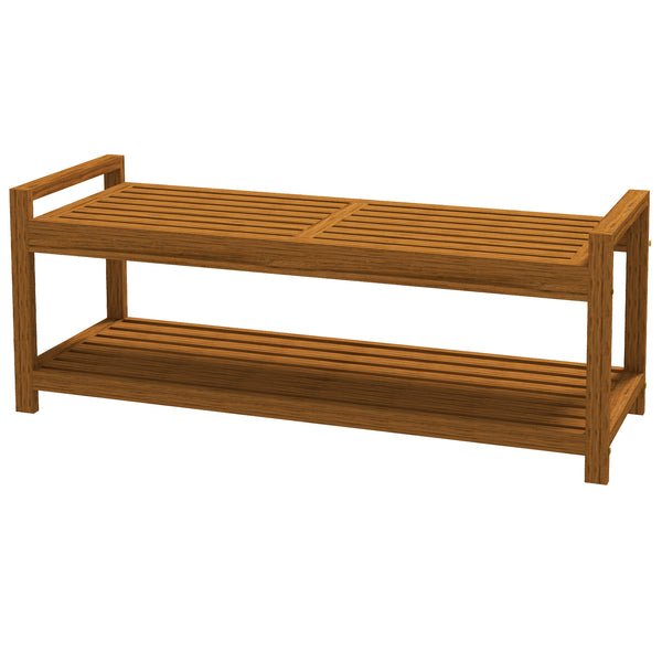 Garden bench with shoe storage shelf
