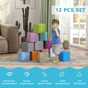 12-piece soft foam play blocks, stack and build