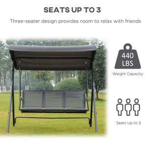 3-seater swing with adjustable canopy, grey