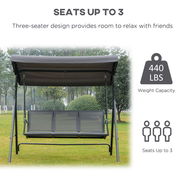 3-seater swing with adjustable canopy, grey