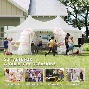 16' x 22' Wedding Event Party Tent High Peak Octagonal Outdoor Gazebo Canopy with Removable Walls White