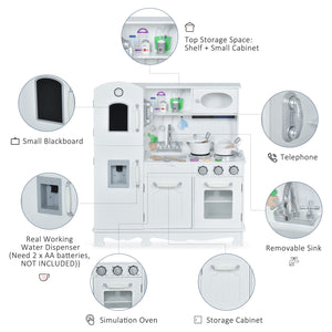Large children's kitchen set with telephone and water dispenser