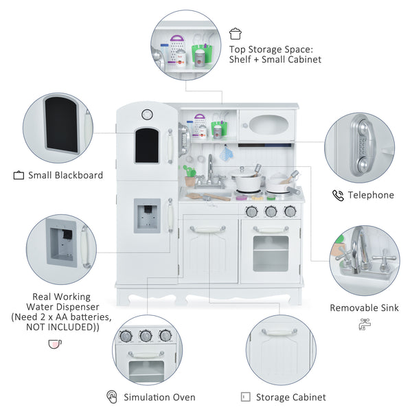 Large children's kitchen set with telephone and water dispenser