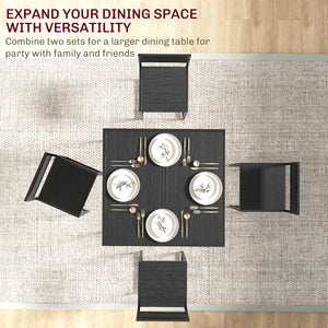 Dining table and chairs set, industrial style, for 2 people, ideal for small spaces, black