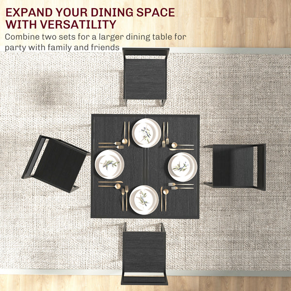 Dining table and chairs set, industrial style, for 2 people, ideal for small spaces, black