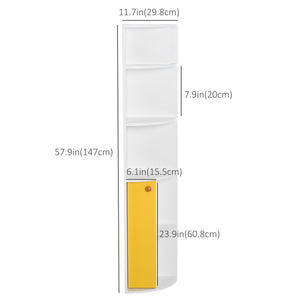 5-Tier Corner Bookcase with Open Compartments, White