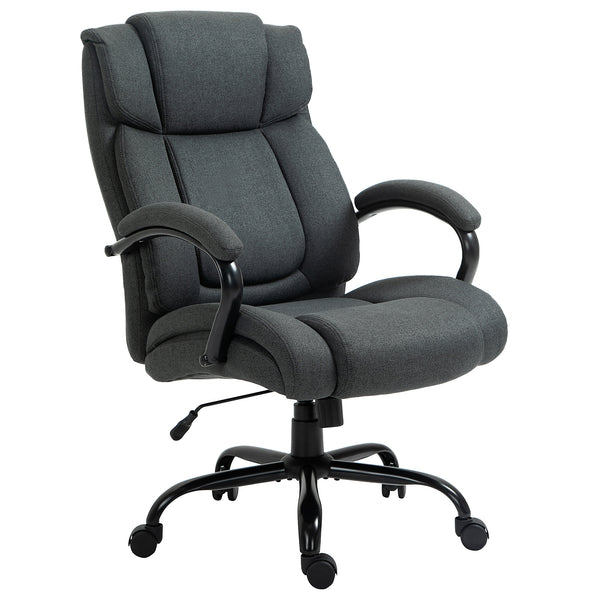 High-capacity office chair with wide seat, pocket springs, and rocking function – Charcoal grey